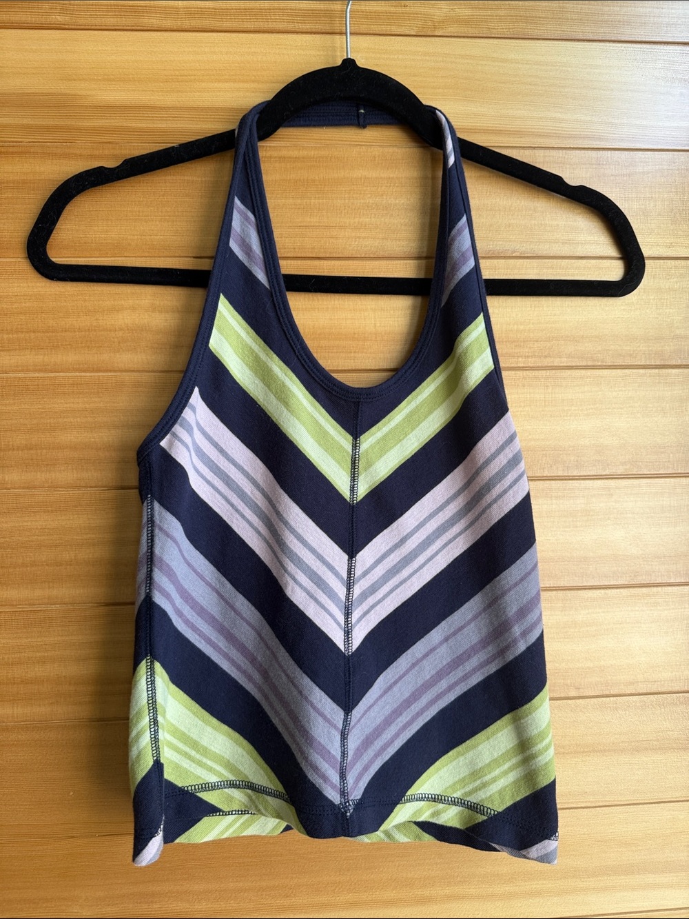 J. Crew Navy Tank Top with Lime & Blush Chevron Stripes